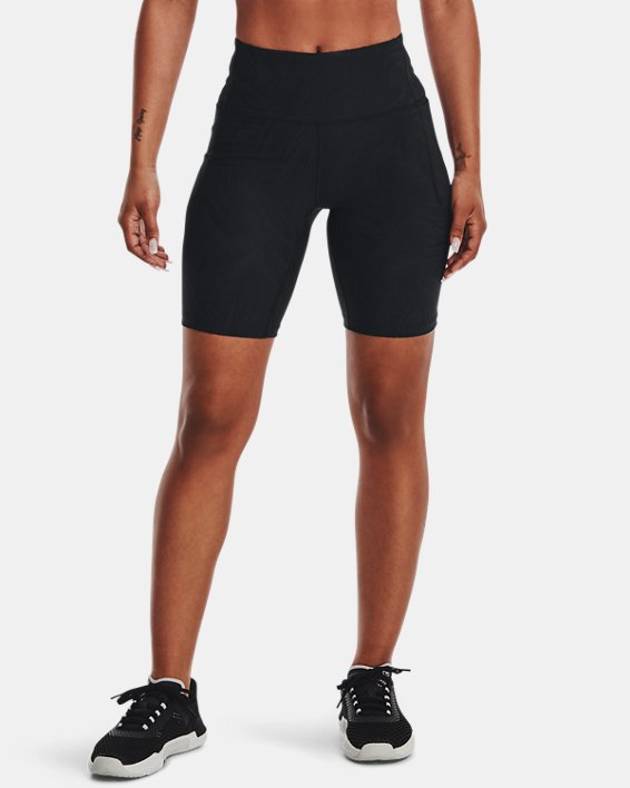 Women's UA Meridian Jacquard Bike Shorts in Black image number 0